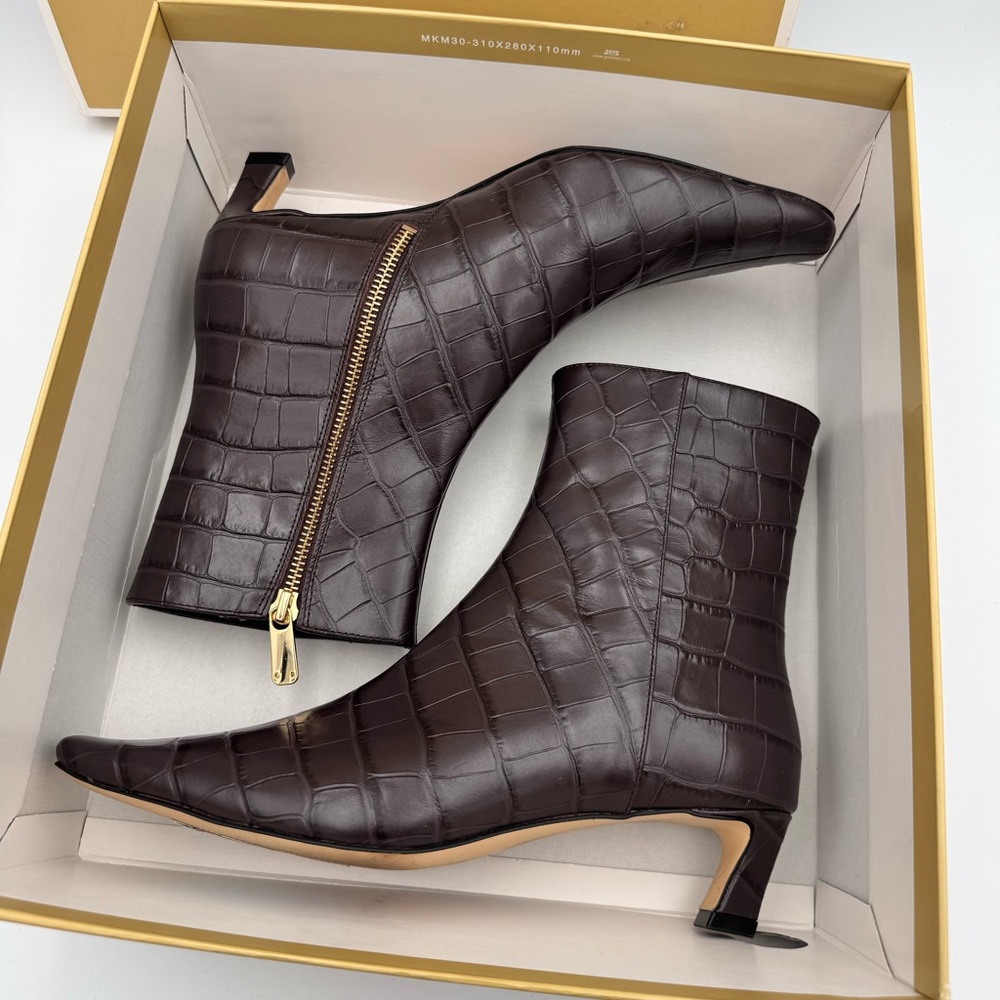 NIB MICHAEL Michael Kors Cosmo Kitten Booties Chocolate Croc 10, 9, 8.5, 7.5 - Picture 2 of 8